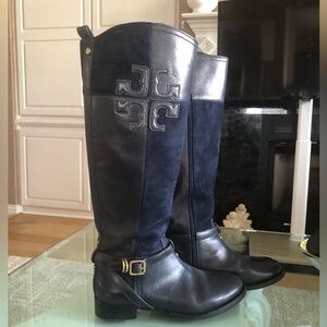 Tory Burch and Navy suede and leather Tall Boots